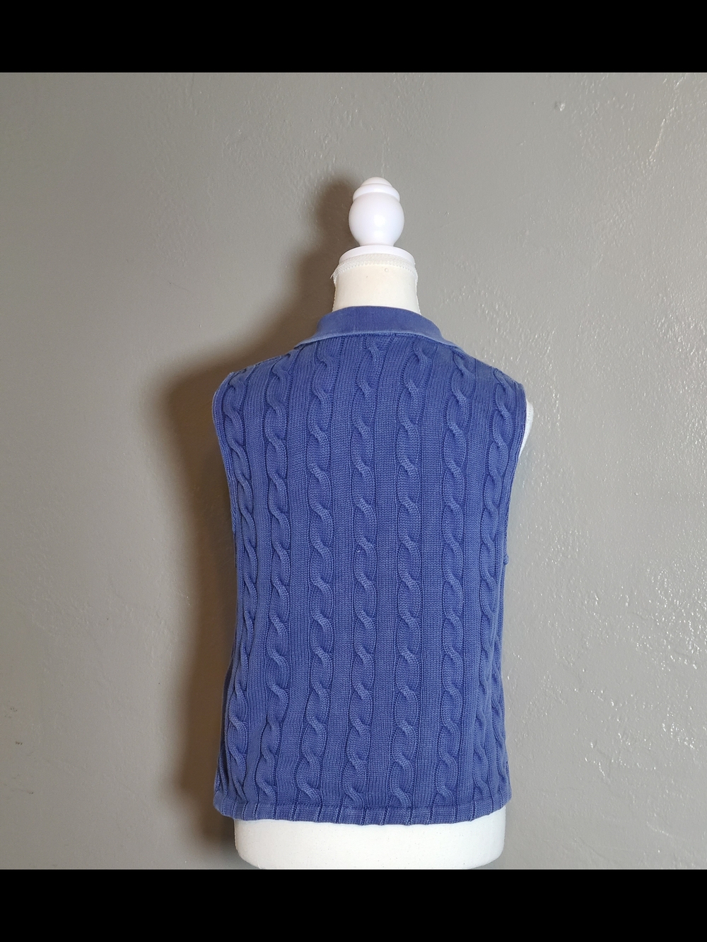 Polo By Ralph Lauren Blue Cable-Knit Preppy Womens Cozy Sweater Vest Large - Picture 4 of 11